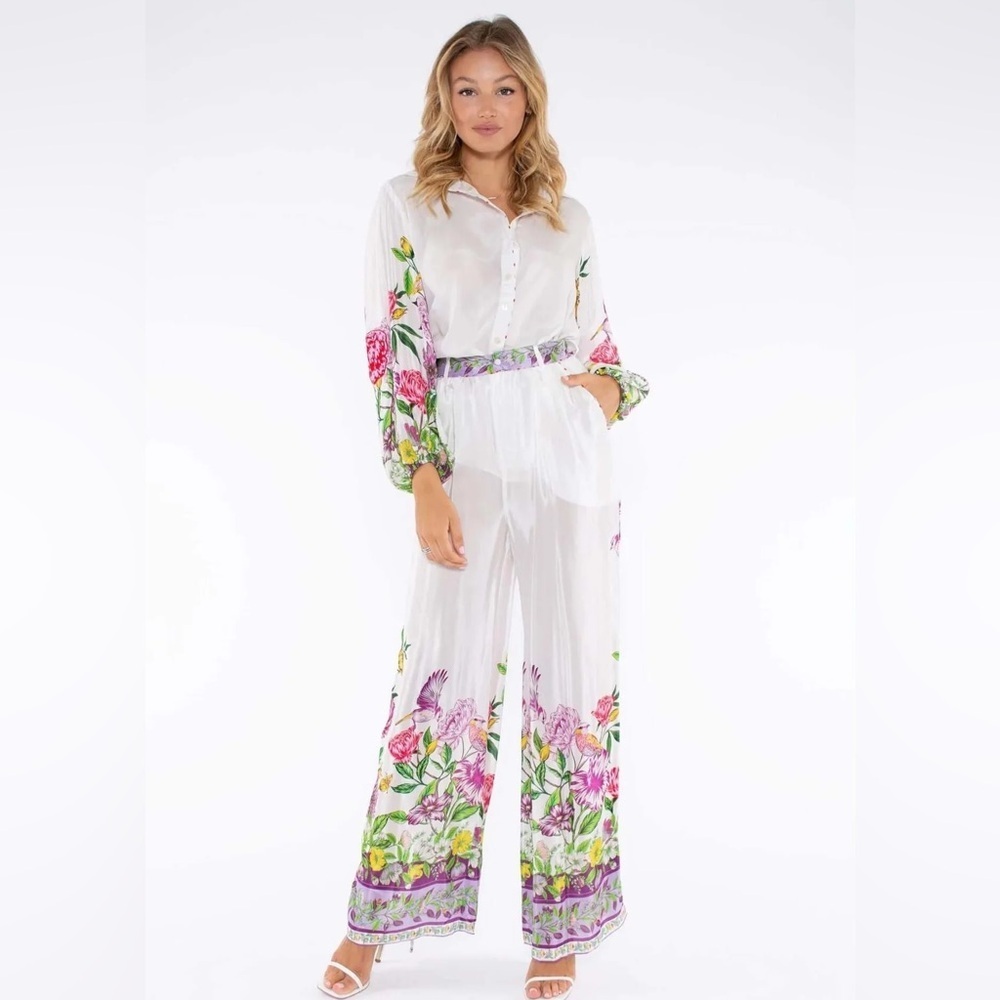 Taj by Sabrina Crippa NOAH PANT and SHIRT SET - SECRET GARDEN size XS NWT - Picture 2 of 7